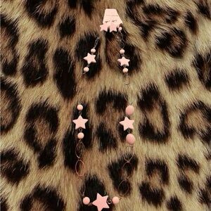 Y2K White and Silver Star Necklace and Earring Set